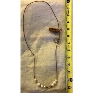 Handmade Leather, Silver & Pearl Necklace NWT
